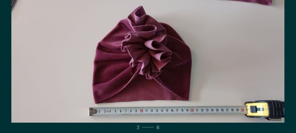 Czapka turban bordo miły welur jesienna obwód 40/42