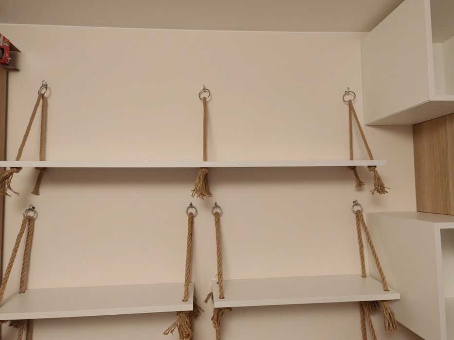 Półka na linach, sznurkach jutowych Boho Biała 120 cm
