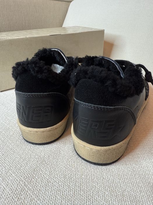 Кеди Golden Goose зимові чорні з хутром, голден гус