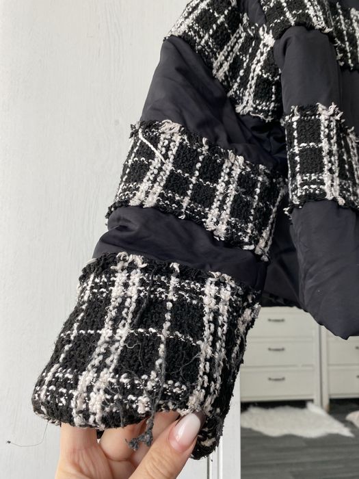 Shein XL 42 puchowa kurtka z wstawkami tweedowymi