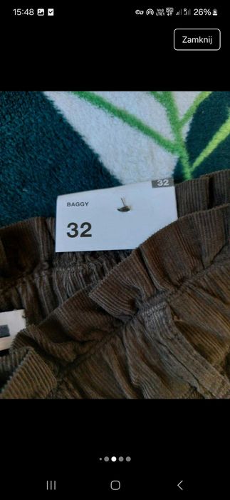 Spodnie baggy z ala zdobnego sztruksu Zara