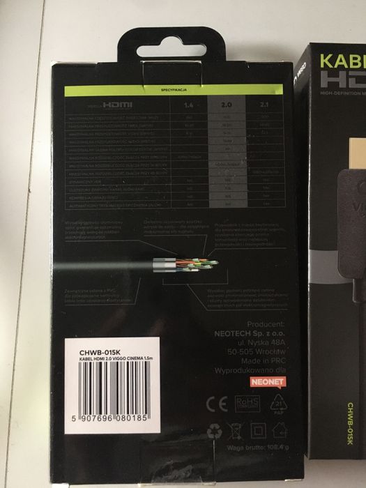 Kable HDMI 1,5M 3szt
