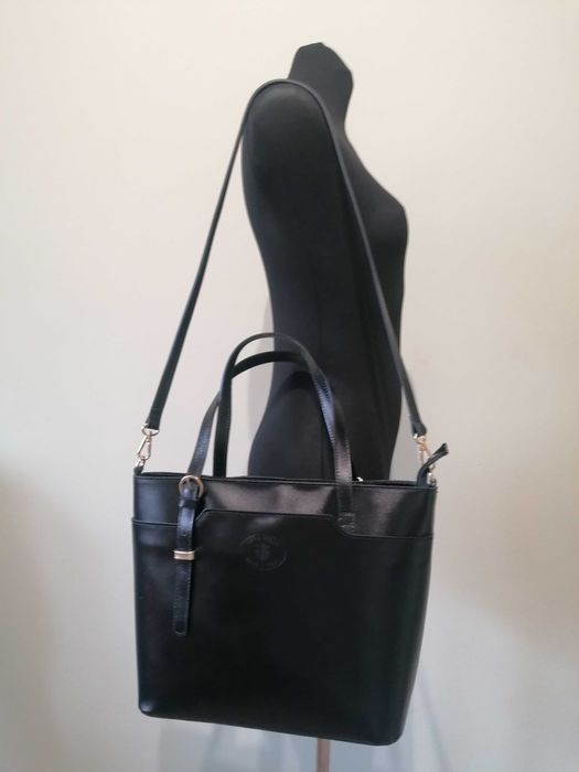 Nowa włoska skórzana torebka Vera Pelle do ręki na ramię A4