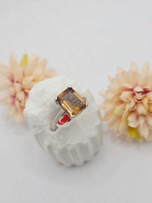 Srebrny Pierścionek Z Cytrynem Próba 925 Waga 2,45g Rozmiar 12