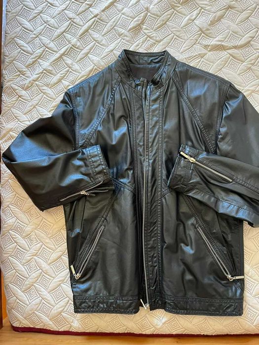 Casaco Preto de Couro Masculino, made in Buenos Aires