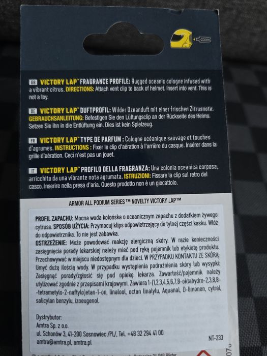 Zapach samochodowy, Oracle Red Bull Racing, victory lap, kask