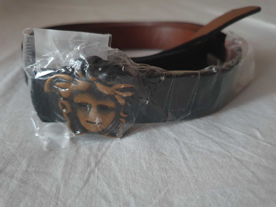 NOWY pasek do spodni Versace pasek czarny meduza złoty mosiądz 115