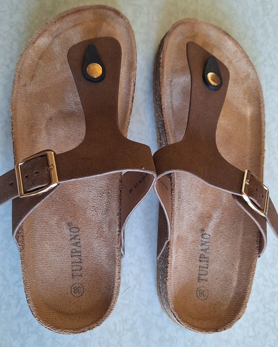 Japonki a'la birkenstock roz. 38 brązowe
