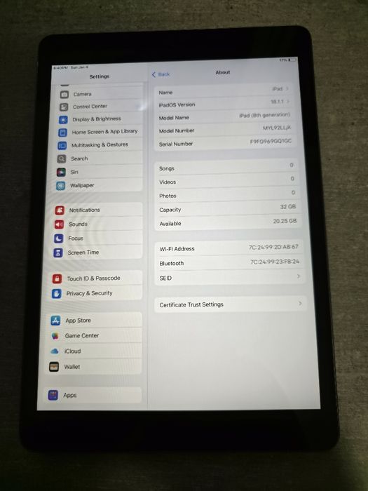 iPad 8 покоління. 32GB. Space Grey. Без обмежень. Гарантія