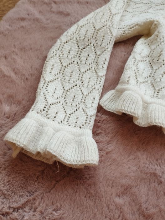 Biały/ecru elegancki sweterek/bolerko/kardigan 140/146cm komunia