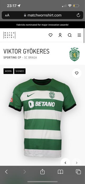 T-shirt Gyokeres usada em jogo, autografada e emoldurada