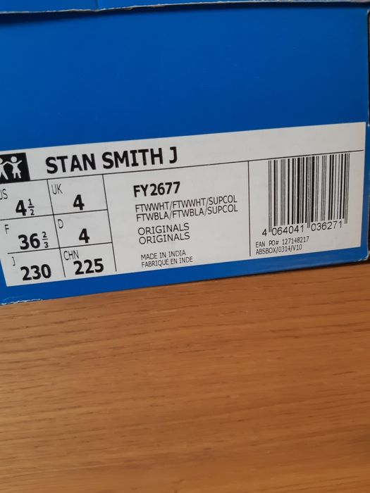 Adidas Stan Smith J nowe sneakersy trampki białe holograficzne 36 2/3