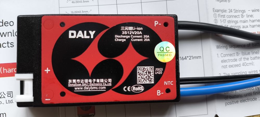 BMS  DALY  3S12V Układ zabezpieczający akumulator