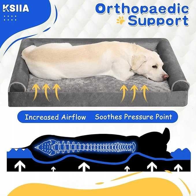 90x57x16cm Szare KSIIA Ortopedyczne Legowisko Dla Średnich Psów NrZ24