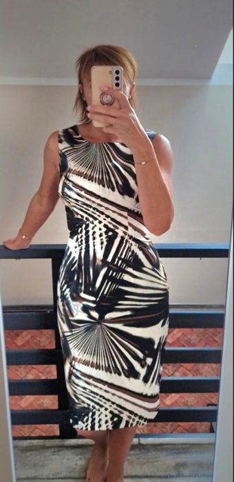 Next brązowa sukienka we wzory 38 M