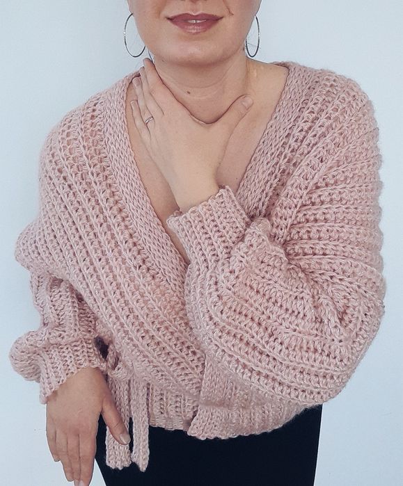 Oversize кардиган кольору пудри