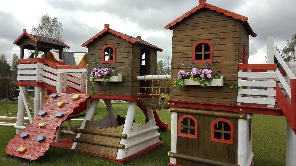 plac zabaw domek ślizg mostek balkon ATEST CERTYFIKAT montaż PL