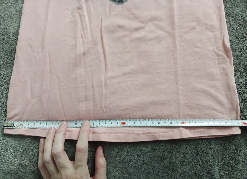 T-shirt z sercem rozmiar S/36 dłuższa pudrowy róż #1215