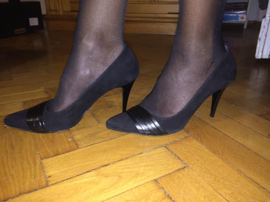 Czarne czółenka skóra Conhpol-Bis 40 nowa cena