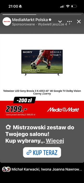 Nowiutki TV SONY BRAVIA 3.  43cale