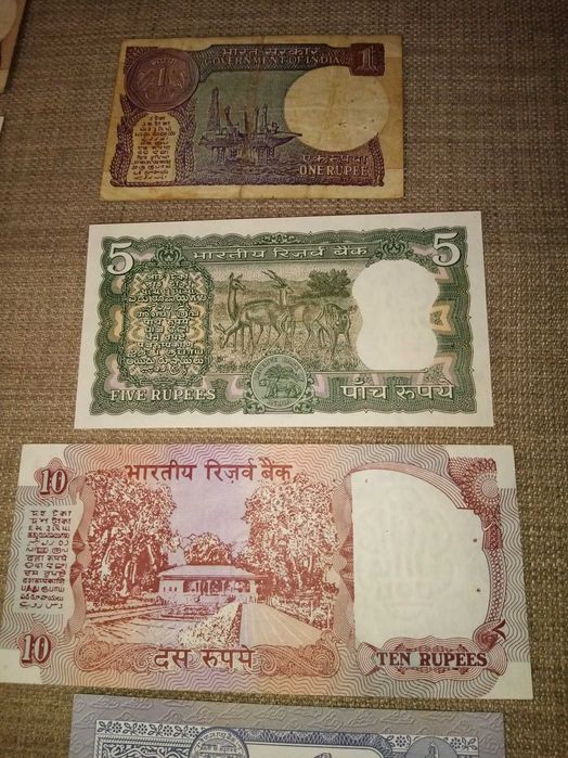 INDIA 13 Notas 3 NÃO Circuladas 5 NOVAS mas foram AGRAFADAS em BC e MC