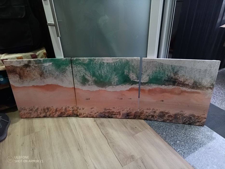 Beach-themed triptych