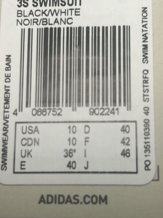 Czarny Strój kąpielowy Adidas 38 / 40 M