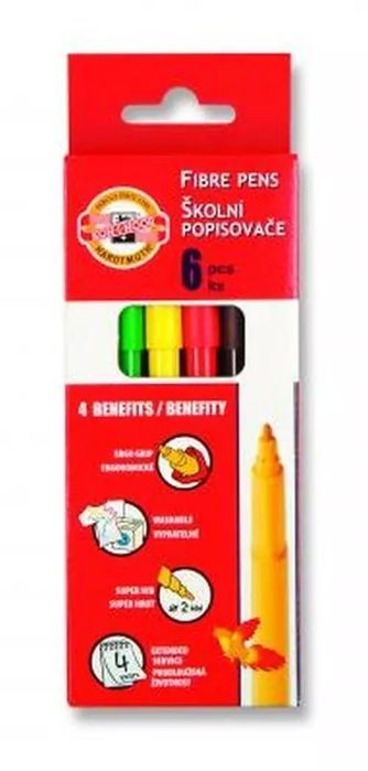 Flamastry zmywalne 6 kolorów. Koh-I-Noor