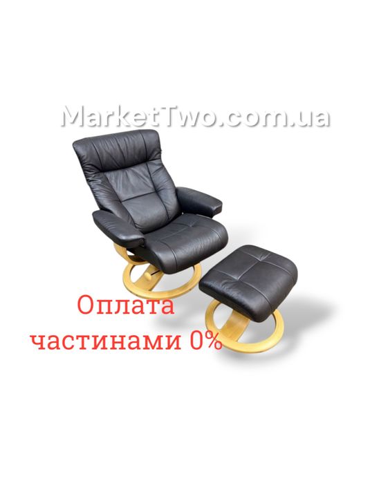 Кожаное кресло шкіряне крісло + пуф Northern Comfort ( 180104)