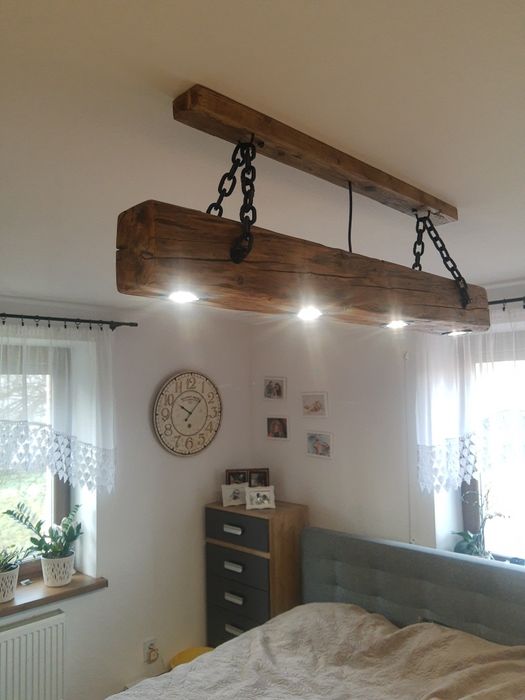 Lampa z belki drewnianej loft rustykalna