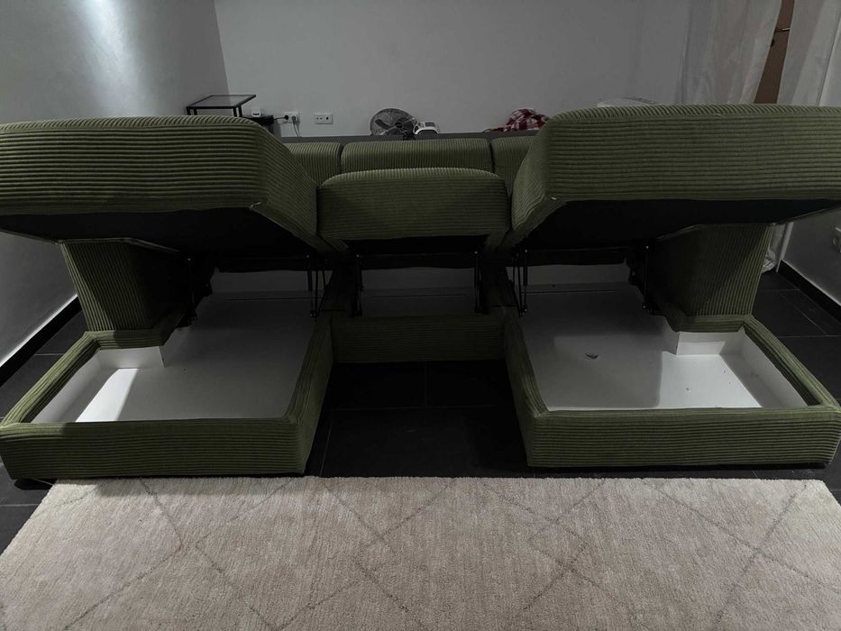 Sofá modular IKEA JÄTTEBO verde, 2 chaise longues com arrumação (260 × 160)