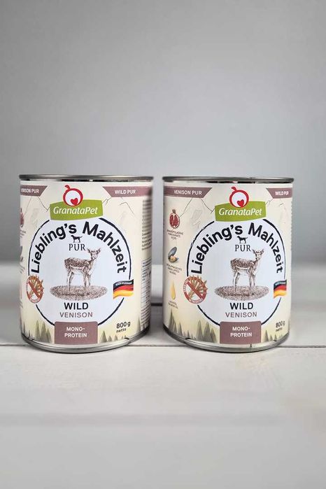 Karma mokra dla psa puszki GranataPet Venison Pur 800g x2