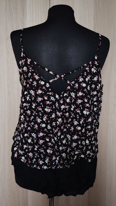 C&A czarny top damski kolorowe kwiatki 100% wiskoza 40