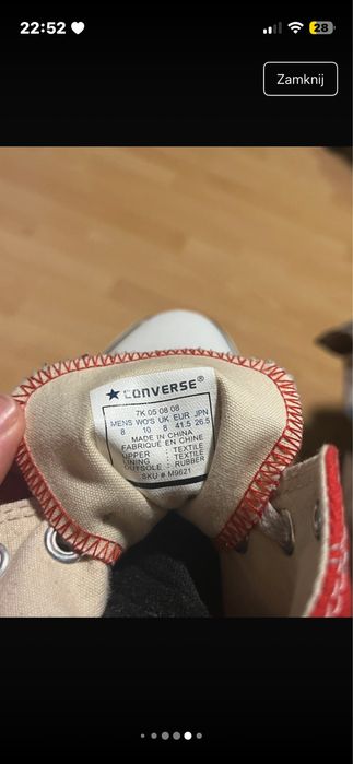 Orginalne conversy z kolorze czerwonym