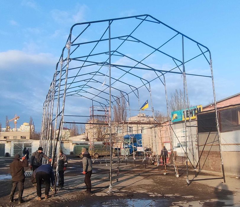 ПВХ Ангар швидкозбірний 16.6х7.8х7.5м | Двоскатний склад під ключ