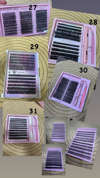 Вії (ресницы ) для самостійного нарощення, пучкові вії, клей для вій