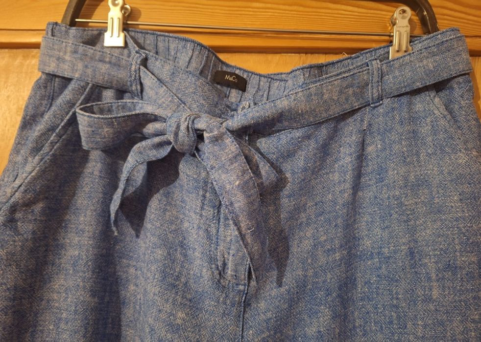 Spodnie damskie, lniane, wiskoza, chambray, M&Co r. 16/L