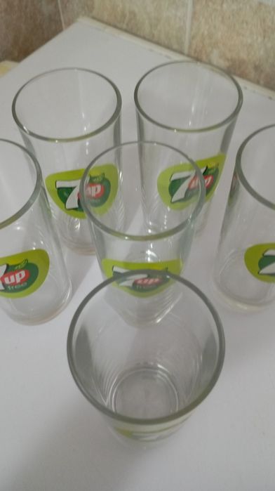 6 Copos 7UP vidro novos