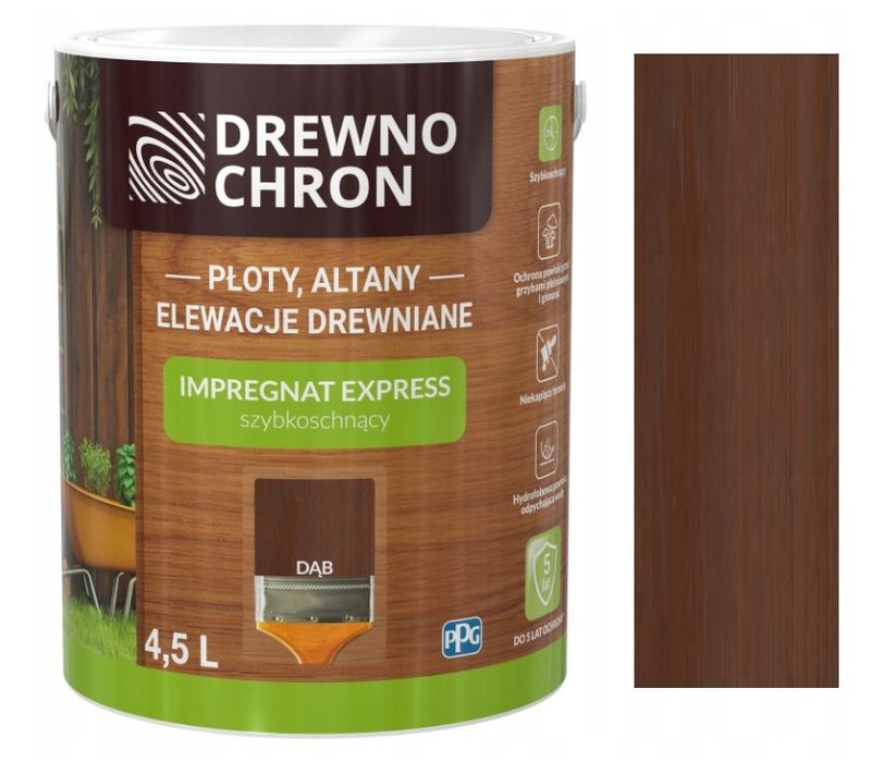 DREWNOCHRON Impregnat EXPRESS Ogród 4,5L Dąb