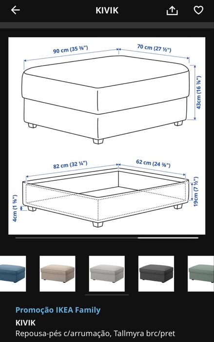Sofá kivik 2 lugares Tibbleby bege/cinzento e repousa pés