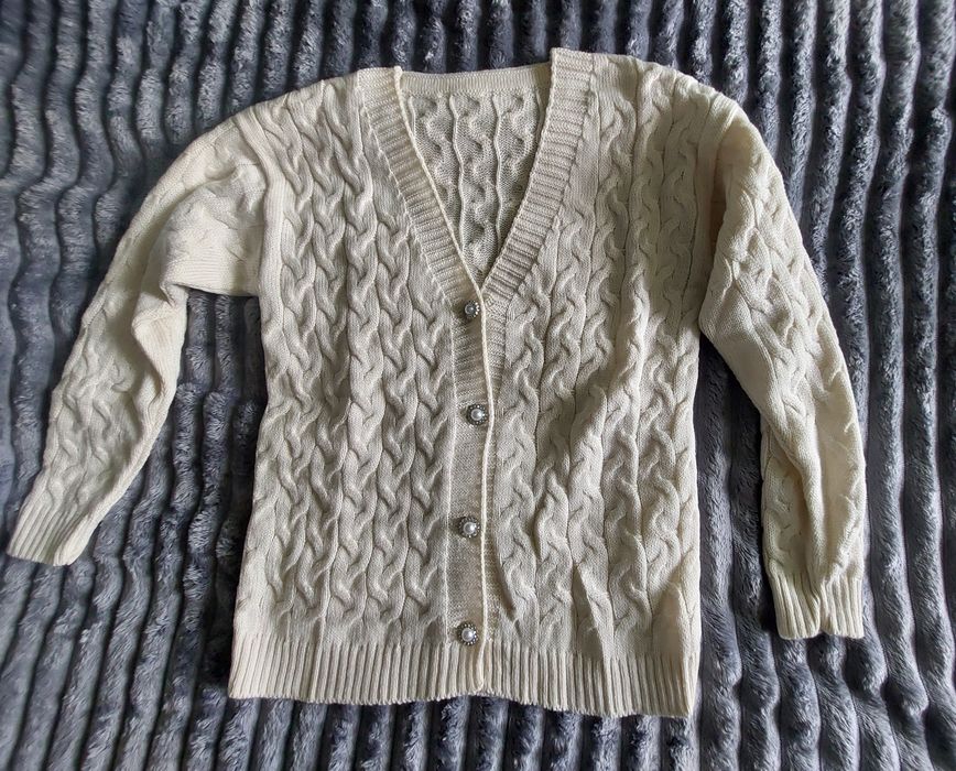 Sweter rozpinany damski M/L beżowy