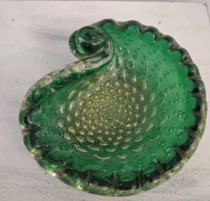 Vintage Murano miseczka , babelki kontrolowane , 24 k złoto