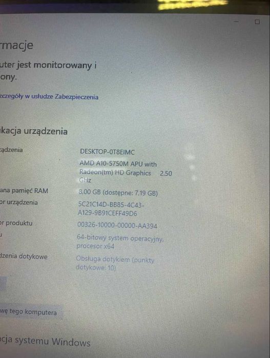 Laptop Toshiba win10