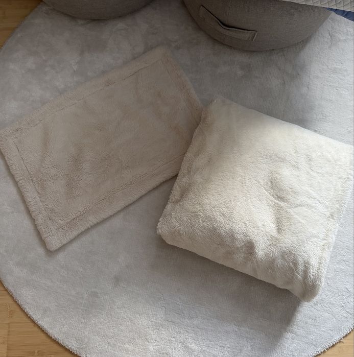 Zara Home komplet puszysta narzuta ecru 140x 190 i poszewka na poduszkę