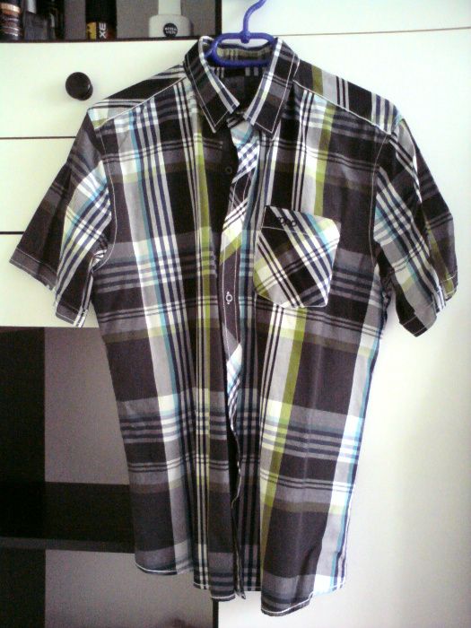 Koszula męska Cropp, casual, krata, pasy, krótki rękaw, rozmiar M, BDB