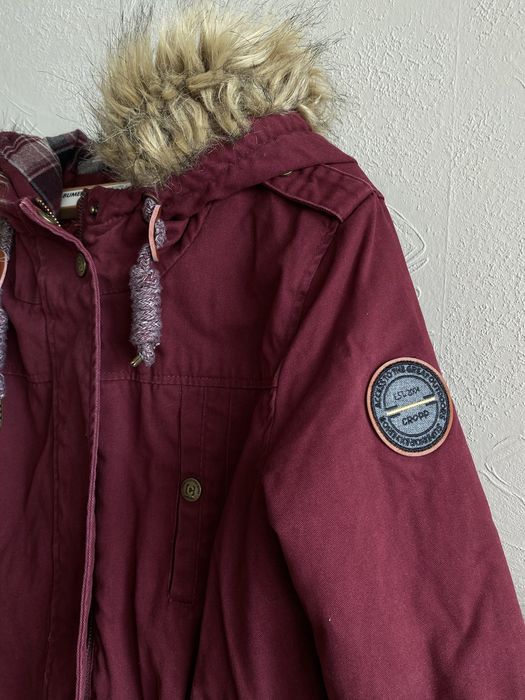 Cropp XS parka kurtka bordowa z kapturem