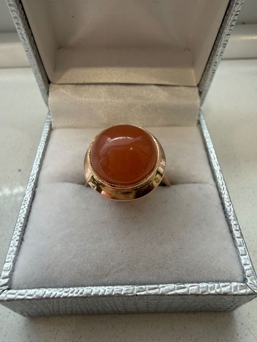 Pierścionek złoty vintage kamień koralowy złoto 585 14 karat
