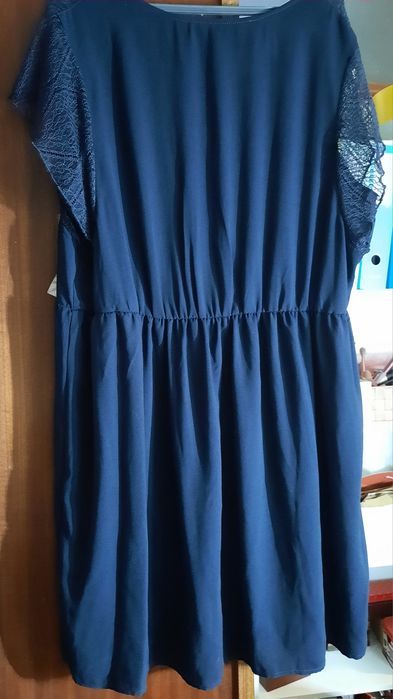 Vestido casual azul marinho
