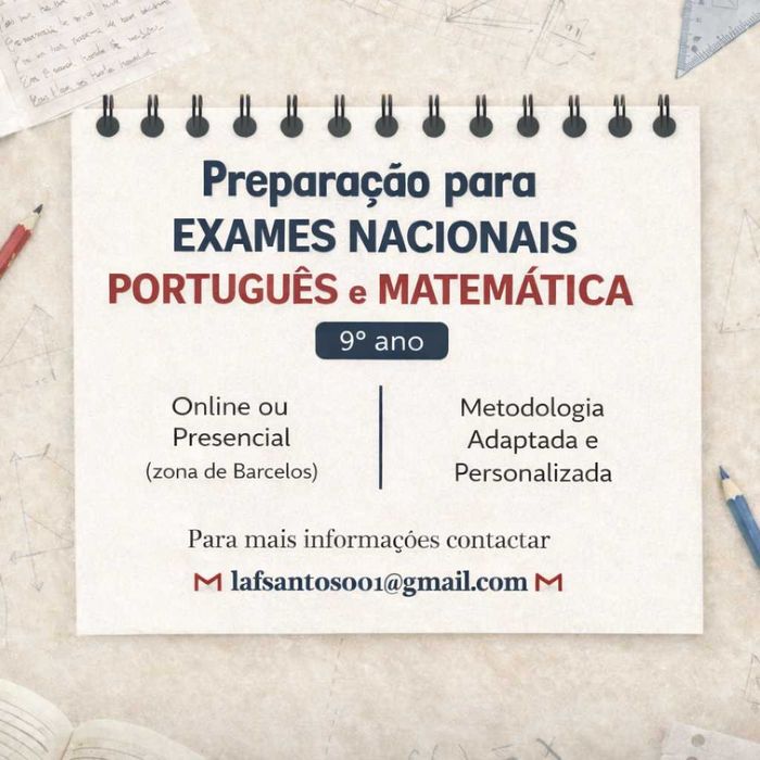 Explicações de Português e Matemática 9º ano | Barcelos e Online