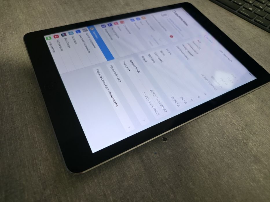 iPad Air 1. 64 гігабайт. Space Grey. Без обмежень. Гарантія